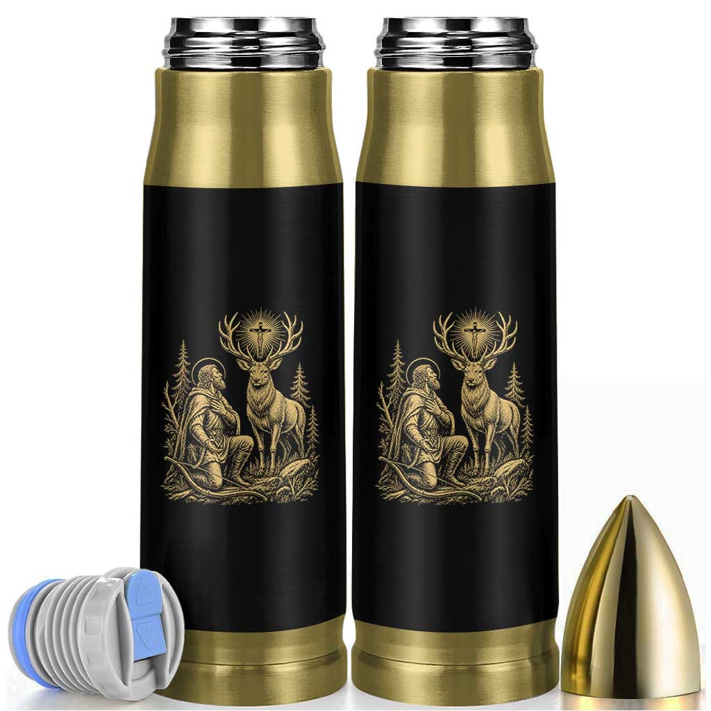 Saint Hubert Patron Saint of Hunters Vintage Woodcut Bullet Tumbler Catholic Faith and Hunting Heritage Gift