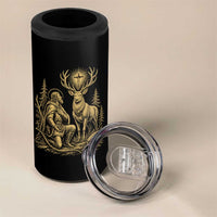 Saint Hubert Patron Saint of Hunters Vintage Woodcut 4 in 1 Can Cooler Tumbler Catholic Faith and Hunting Heritage Gift