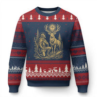 Saint Hubert Patron Saint of Hunters Vintage Woodcut Ugly Christmas Sweater Catholic Faith and Hunting Heritage Gift