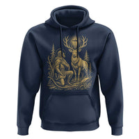 Saint Hubert Patron Saint of Hunters Vintage Woodcut Hoodie Catholic Faith and Hunting Heritage Gift
