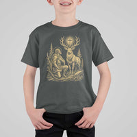 Saint Hubert Patron Saint of Hunters Vintage Woodcut T Shirt For Kid Catholic Faith and Hunting Heritage Gift