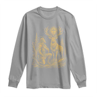 Saint Hubert Patron Saint of Hunters Vintage Woodcut Long Sleeve Shirt Catholic Faith and Hunting Heritage Gift