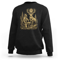 Saint Hubert Patron Saint of Hunters Vintage Woodcut Sweatshirt Catholic Faith and Hunting Heritage Gift