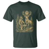Saint Hubert Patron Saint of Hunters Vintage Woodcut T Shirt Catholic Faith and Hunting Heritage Gift