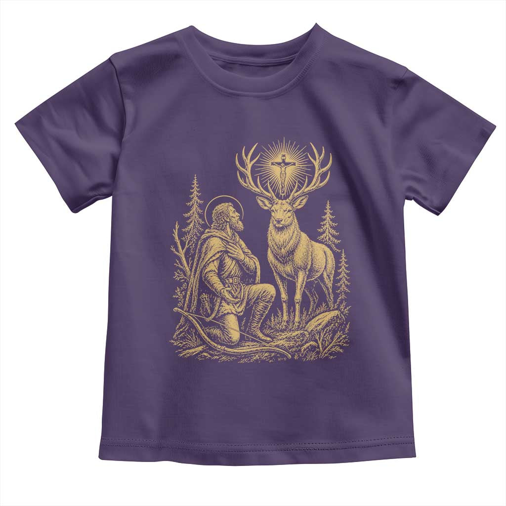 Saint Hubert Patron Saint of Hunters Vintage Woodcut Toddler T Shirt Catholic Faith and Hunting Heritage Gift