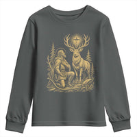 Saint Hubert Patron Saint of Hunters Vintage Woodcut Youth Sweatshirt Catholic Faith and Hunting Heritage Gift