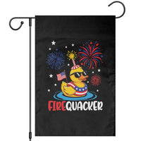 Firequacker Funny Patriotic Rubber Duck Garden Flag Cool American Flag Sunglasses and Stars Swim Ring Summer Fireworks