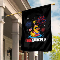 Firequacker Funny Patriotic Rubber Duck Garden Flag Cool American Flag Sunglasses and Stars Swim Ring Summer Fireworks