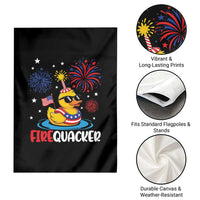 Firequacker Funny Patriotic Rubber Duck Garden Flag Cool American Flag Sunglasses and Stars Swim Ring Summer Fireworks