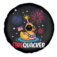 Firequacker Funny Patriotic Rubber Duck Spare Tire Cover Cool American Flag Sunglasses and Stars Swim Ring Summer Fireworks