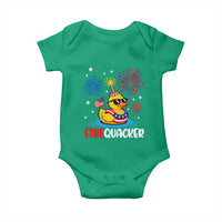Firequacker Funny Patriotic Rubber Duck Baby Onesie Cool American Flag Sunglasses and Stars Swim Ring Summer Fireworks