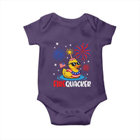 Firequacker Funny Patriotic Rubber Duck Baby Onesie Cool American Flag Sunglasses and Stars Swim Ring Summer Fireworks