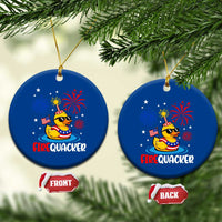 Firequacker Funny Patriotic Rubber Duck Ceramic Ornament Cool American Flag Sunglasses and Stars Swim Ring Summer Fireworks