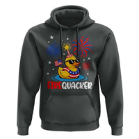 Firequacker Funny Patriotic Rubber Duck Hoodie Cool American Flag Sunglasses and Stars Swim Ring Summer Fireworks