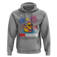 Firequacker Funny Patriotic Rubber Duck Hoodie Cool American Flag Sunglasses and Stars Swim Ring Summer Fireworks