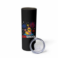 Firequacker Funny Patriotic Rubber Duck Skinny Tumbler Cool American Flag Sunglasses and Stars Swim Ring Summer Fireworks
