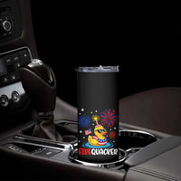 Firequacker Funny Patriotic Rubber Duck Skinny Tumbler Cool American Flag Sunglasses and Stars Swim Ring Summer Fireworks