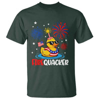 Firequacker Funny Patriotic Rubber Duck T Shirt Cool American Flag Sunglasses and Stars Swim Ring Summer Fireworks