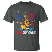 Firequacker Funny Patriotic Rubber Duck T Shirt Cool American Flag Sunglasses and Stars Swim Ring Summer Fireworks