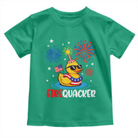 Firequacker Funny Patriotic Rubber Duck Toddler T Shirt Cool American Flag Sunglasses and Stars Swim Ring Summer Fireworks