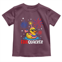 Firequacker Funny Patriotic Rubber Duck Toddler T Shirt Cool American Flag Sunglasses and Stars Swim Ring Summer Fireworks
