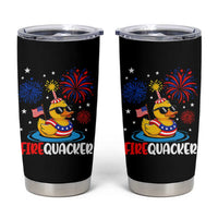 Firequacker Funny Patriotic Rubber Duck Tumbler Cup Cool American Flag Sunglasses and Stars Swim Ring Summer Fireworks