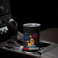 Firequacker Funny Patriotic Rubber Duck Tumbler Cup Cool American Flag Sunglasses and Stars Swim Ring Summer Fireworks