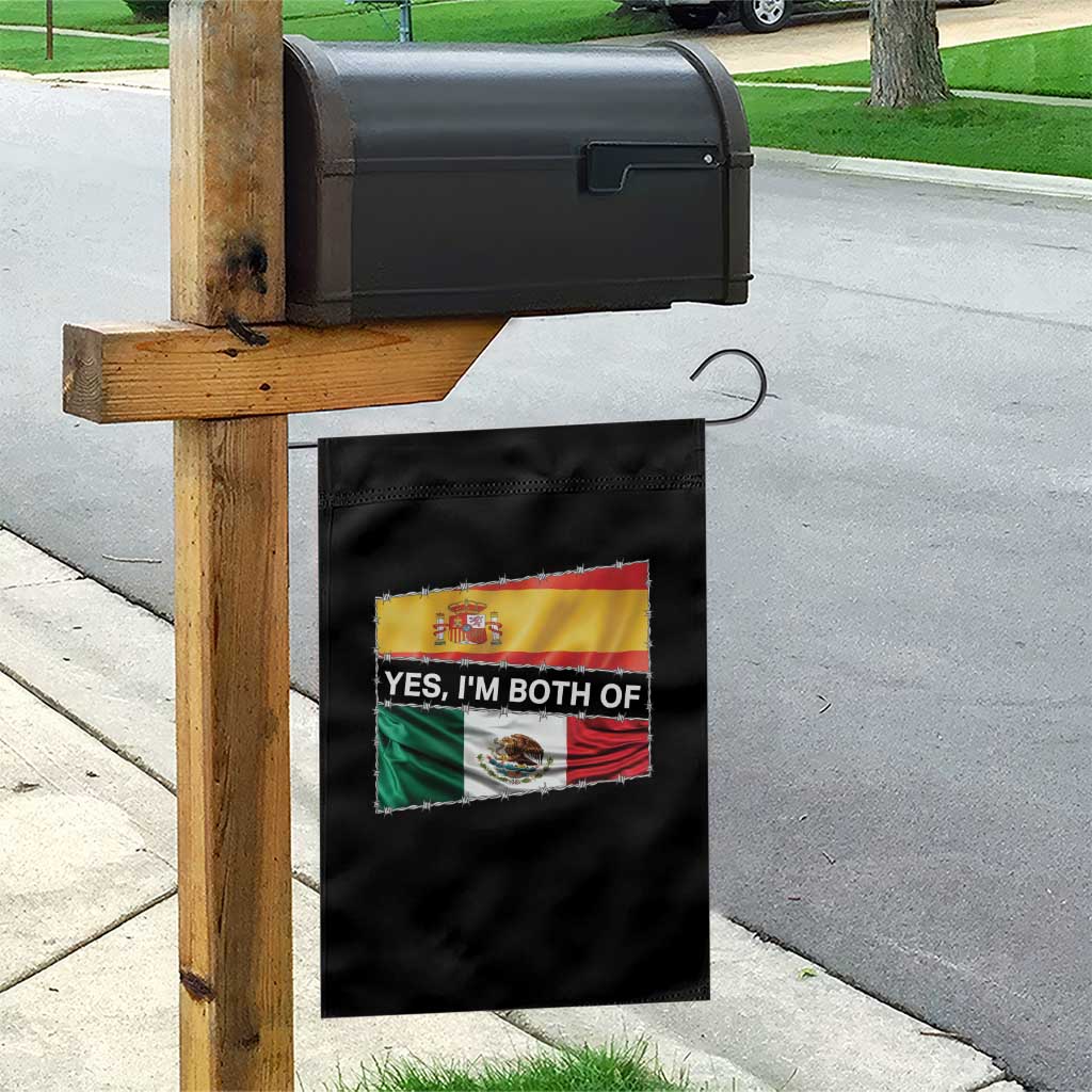 Spain Mexico Heritage Pride Garden Flag Yes I'm Both Identity Roots for Hispanics Latinos - Wonder Print Shop