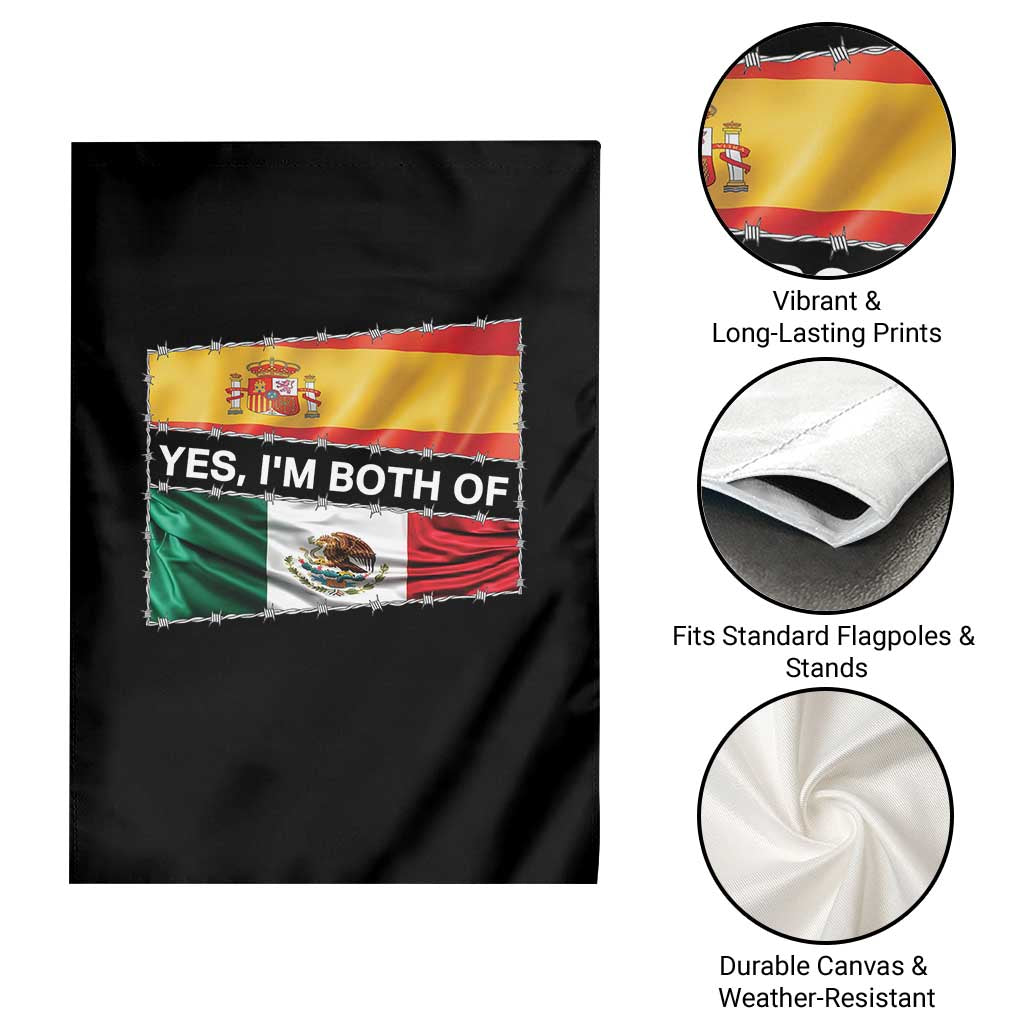 Spain Mexico Heritage Pride Garden Flag Yes I'm Both Identity Roots for Hispanics Latinos - Wonder Print Shop