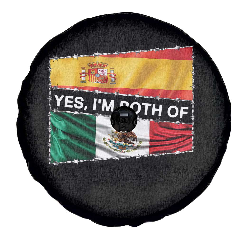 Spain Mexico Heritage Pride Spare Tire Cover Yes I'm Both Identity Roots for Hispanics Latinos - Wonder Print Shop