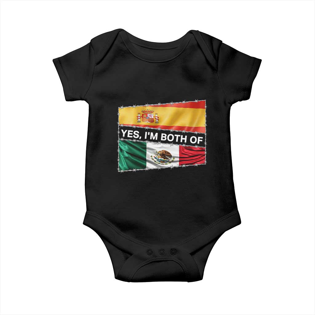 Spain Mexico Heritage Pride Baby Onesie Yes I'm Both Identity Roots for Hispanics Latinos - Wonder Print Shop
