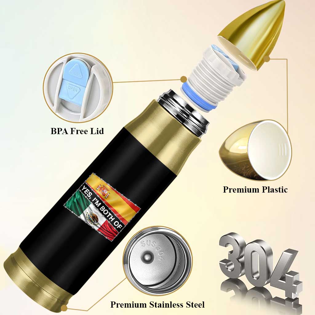 Spain Mexico Heritage Pride Bullet Tumbler Yes I'm Both Identity Roots for Hispanics Latinos - Wonder Print Shop