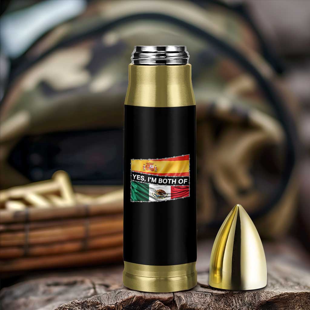 Spain Mexico Heritage Pride Bullet Tumbler Yes I'm Both Identity Roots for Hispanics Latinos - Wonder Print Shop