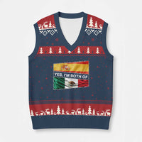 Spain Mexico Heritage Pride V-Neck Knit Sweater Vest Yes I'm Both Identity Roots for Hispanics Latinos - Wonder Print Shop