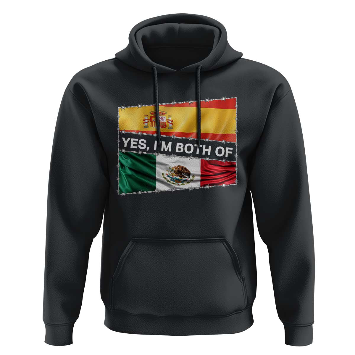 Spain Mexico Heritage Pride Hoodie Yes I'm Both Identity Roots for Hispanics Latinos - Wonder Print Shop