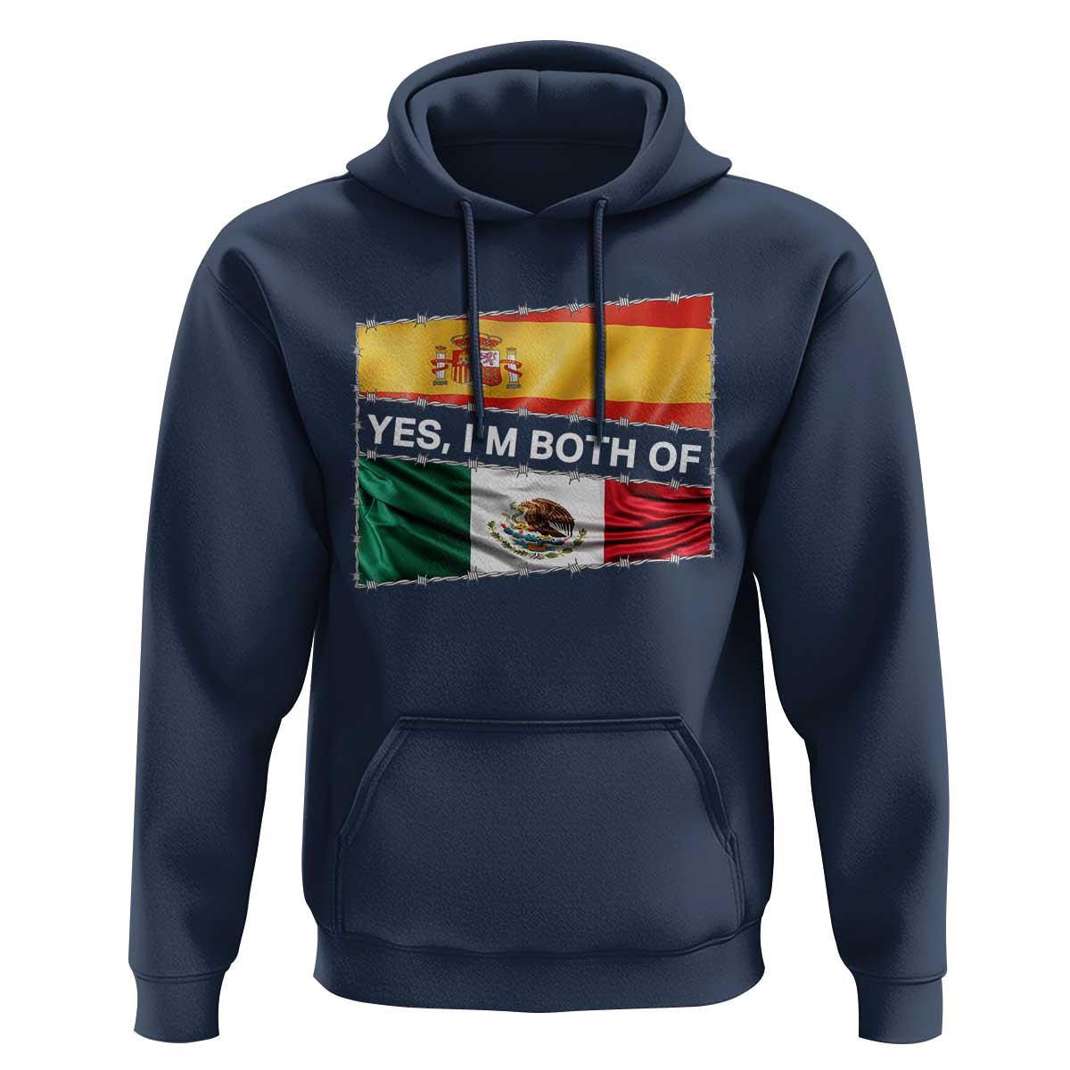 Spain Mexico Heritage Pride Hoodie Yes I'm Both Identity Roots for Hispanics Latinos - Wonder Print Shop