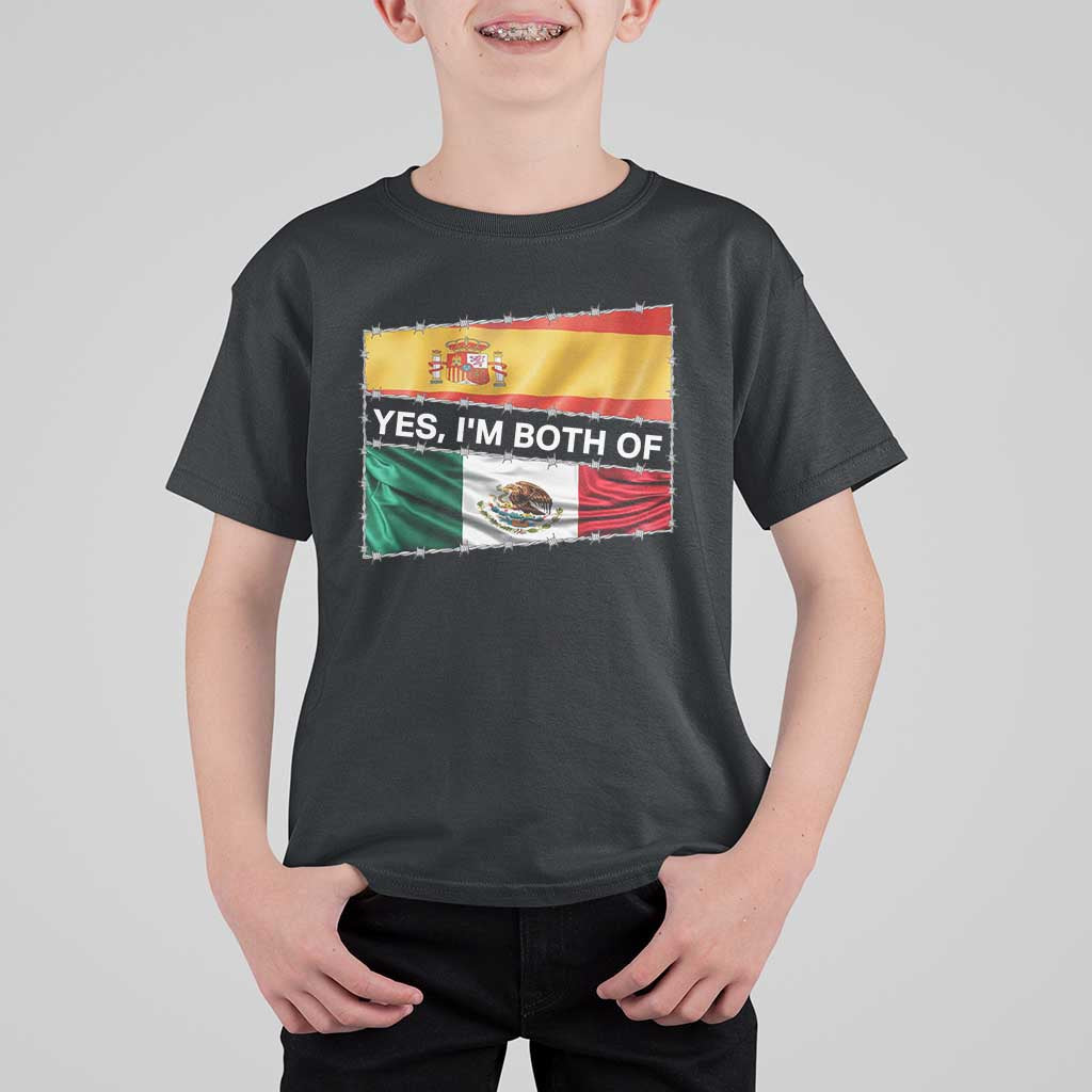 Spain Mexico Heritage Pride T Shirt For Kid Yes I'm Both Identity Roots for Hispanics Latinos - Wonder Print Shop