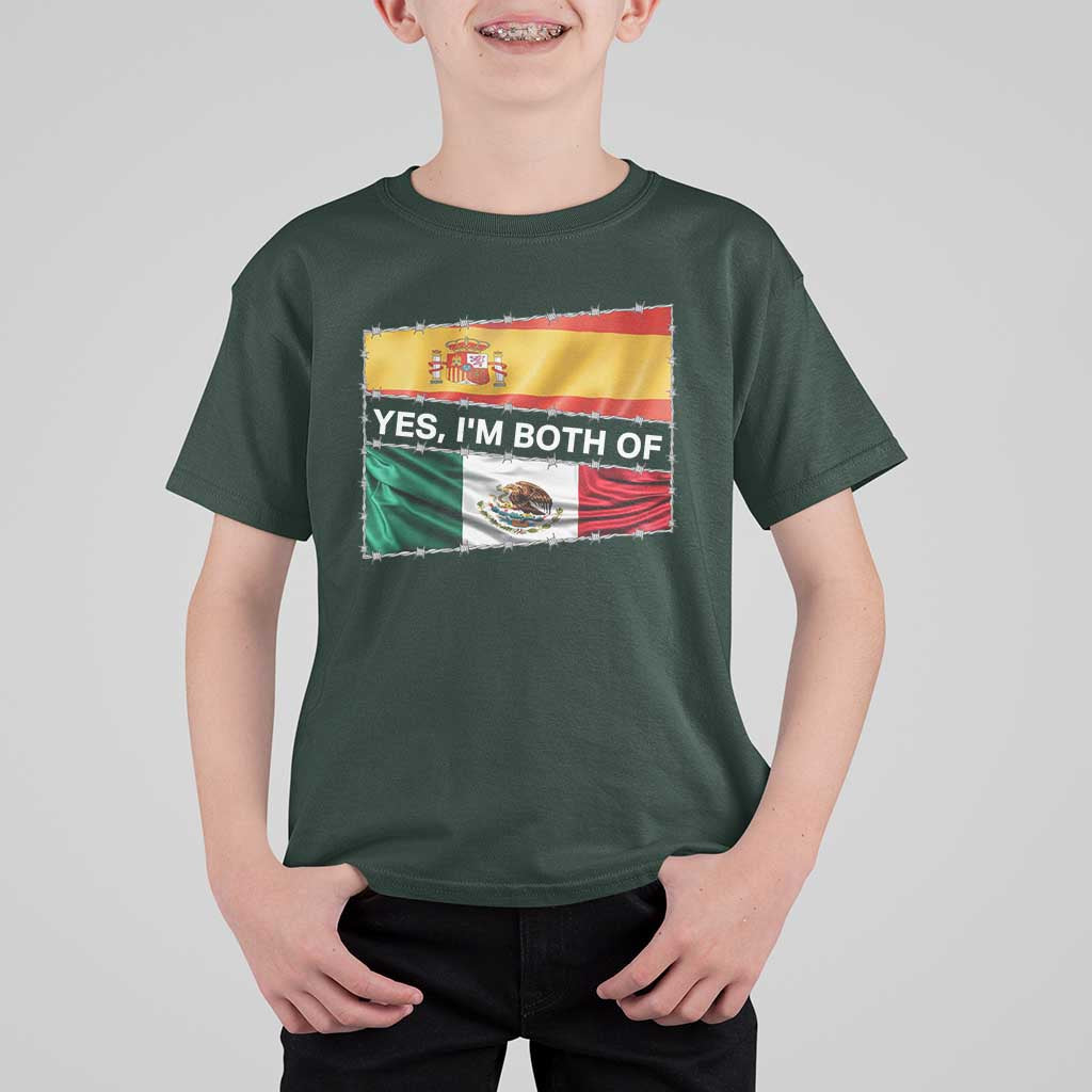 Spain Mexico Heritage Pride T Shirt For Kid Yes I'm Both Identity Roots for Hispanics Latinos - Wonder Print Shop