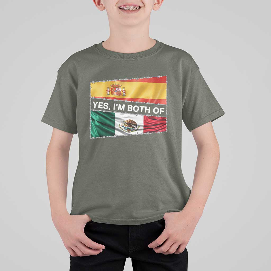 Spain Mexico Heritage Pride T Shirt For Kid Yes I'm Both Identity Roots for Hispanics Latinos - Wonder Print Shop