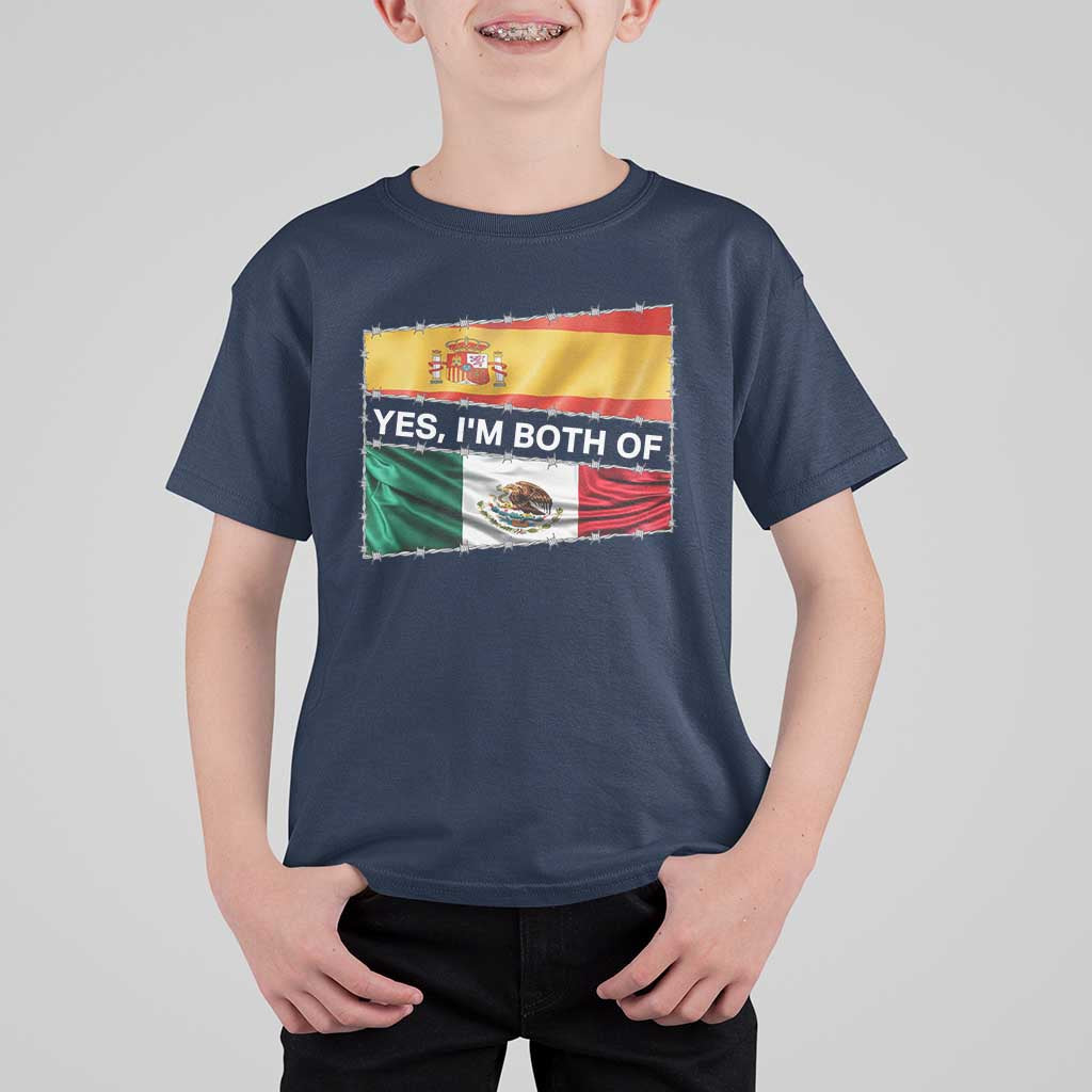 Spain Mexico Heritage Pride T Shirt For Kid Yes I'm Both Identity Roots for Hispanics Latinos - Wonder Print Shop