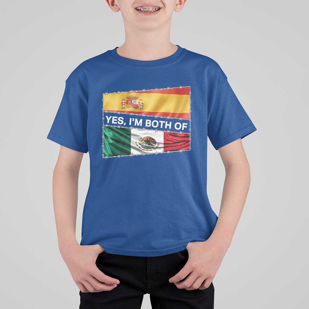 Spain Mexico Heritage Pride T Shirt For Kid Yes I'm Both Identity Roots for Hispanics Latinos - Wonder Print Shop