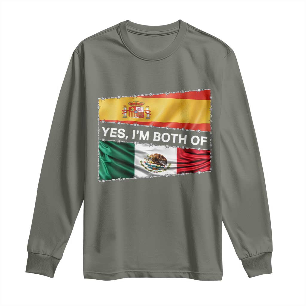 Spain Mexico Heritage Pride Long Sleeve Shirt Yes I'm Both Identity Roots for Hispanics Latinos - Wonder Print Shop