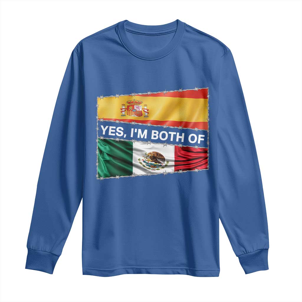 Spain Mexico Heritage Pride Long Sleeve Shirt Yes I'm Both Identity Roots for Hispanics Latinos - Wonder Print Shop