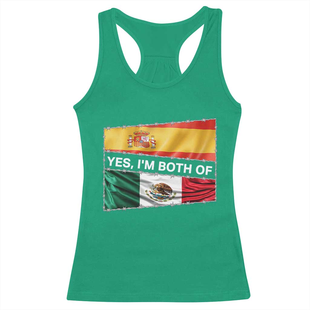 Spain Mexico Heritage Pride Racerback Tank Top Yes I'm Both Identity Roots for Hispanics Latinos - Wonder Print Shop