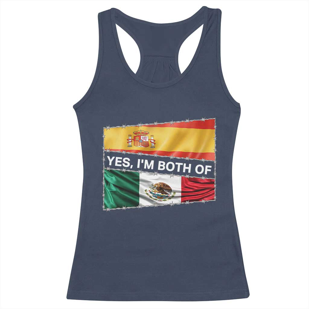 Spain Mexico Heritage Pride Racerback Tank Top Yes I'm Both Identity Roots for Hispanics Latinos - Wonder Print Shop
