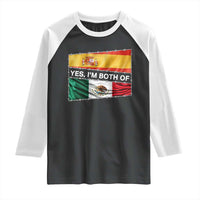 Spain Mexico Heritage Pride Raglan Shirt Yes I'm Both Identity Roots for Hispanics Latinos - Wonder Print Shop
