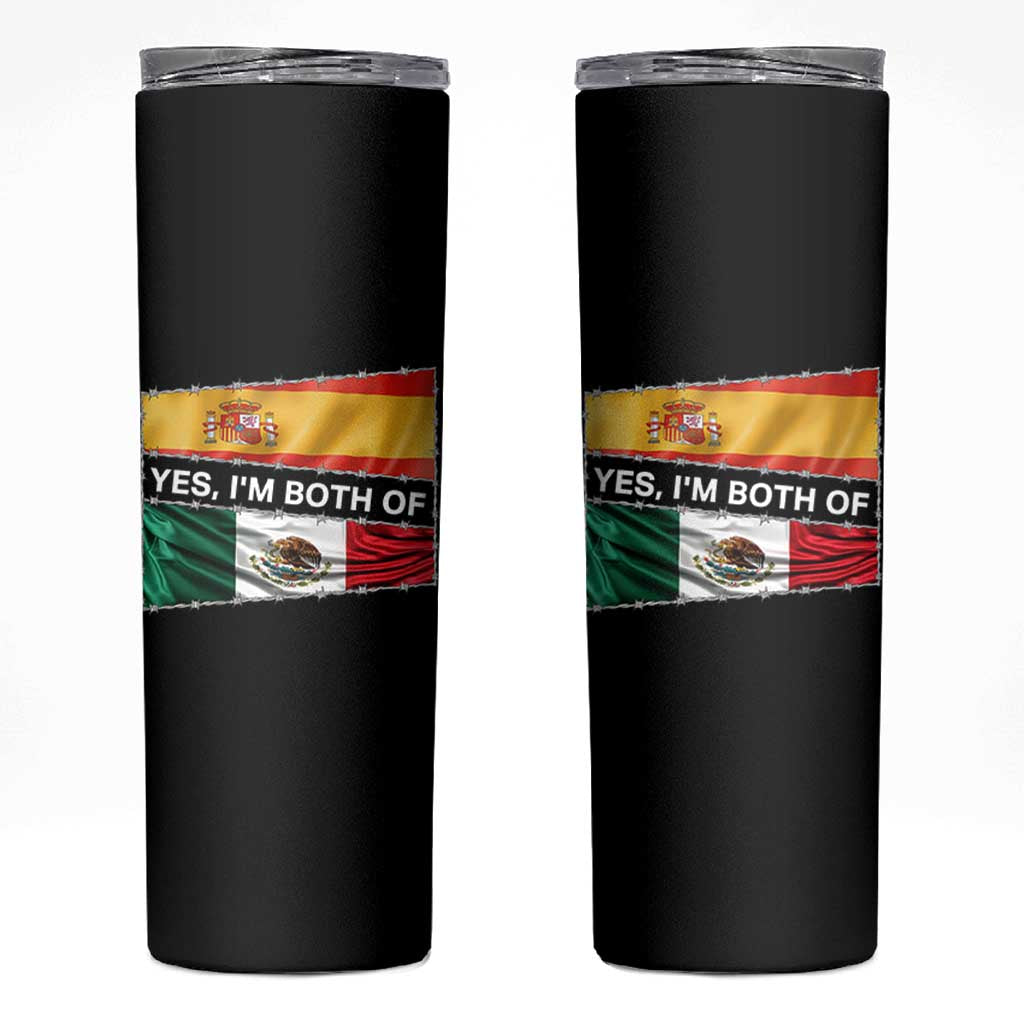 Spain Mexico Heritage Pride Skinny Tumbler Yes I'm Both Identity Roots for Hispanics Latinos - Wonder Print Shop