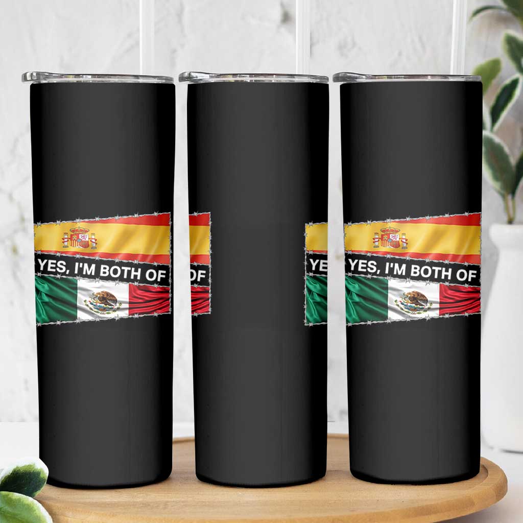 Spain Mexico Heritage Pride Skinny Tumbler Yes I'm Both Identity Roots for Hispanics Latinos - Wonder Print Shop