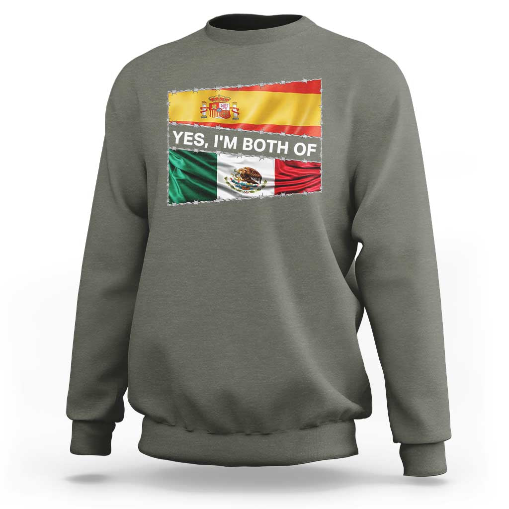Spain Mexico Heritage Pride Sweatshirt Yes I'm Both Identity Roots for Hispanics Latinos - Wonder Print Shop