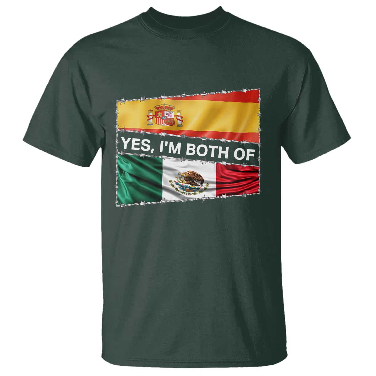 Spain Mexico Heritage Pride T Shirt Yes I'm Both Identity Roots for Hispanics Latinos TS02